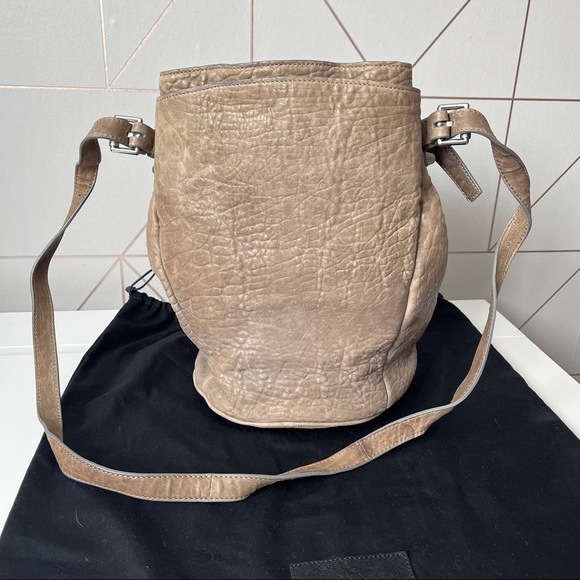 Alexander Wang Taupe Textured Leather Diego Bucket Bag - Picture 7 of 16